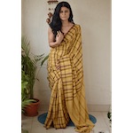 Handwoven cotton checked saree