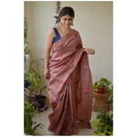 Handwoven and hand embroidery tussar silk saree in natural dye
