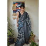 Handwoven Geecha jari silk saree in shibori