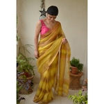 Handwoven jari wrap multi boxed linen saree
