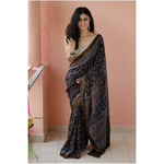Handblock printed and handmade processed natural dyed mangalgiri cotton Ajrakh saree.