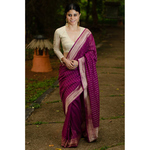 Handwooven kadhwa antique goldsilver jari mulmul cotton banarasi saree.