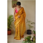 Handwoven and handmade Tussar silk shibori saree