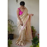 Handwoven Katan Silk Banarasi saree with handwoven motif and jari on pallu.