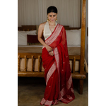 Handwoven Rupa Booti khaddi banarasi chiffon saree