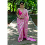 Handloom floral jaal khaddi chiffon banarasi saree