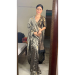 Handwoven Twill jamdani linen saree blended with tissue