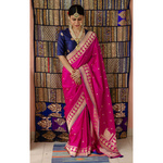 Handwoven kadhwa katan Banarasi silk saree with woven motifs.