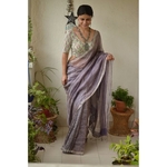 Handwoven jari warp linen saree