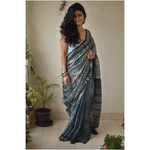 Handwoven and handmade Tussar silk saree in shibori