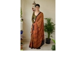 Handblock printed and handmade natural dyed crepe silk Ajrakh saree.