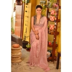 Handwoven Jari blended linen saree