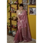 Handwoven jari blended tussar silk saree.