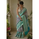 Handloom kadhiyal kadhuwa jari motifs organza silk banarasi saree.