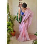 Hand embroidered and handmade cotton chikankari saree.