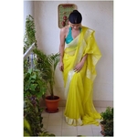 Handwoven kadiyal chiffon banarasi saree with silver jari.