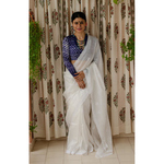 Handembroidered chikankari kota silk saree.