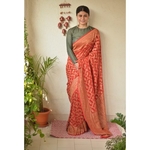 handwoven kadhiyal single jaal motif Khaddi Georgette banarasi sari