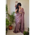 Ajrakh Handblock print tussar silk saree