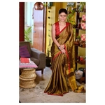 Handwoven metallic linen saree in double shade..