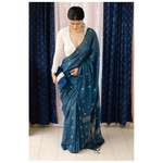 Handspun handwoven pure muslin cotton Jamdani motifs saree.