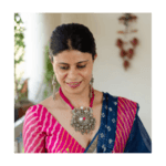 Handmade pure pendant with pink thread