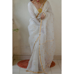 Handloom soft resham by resham chanderi silk saree with handwoven jari motifs