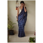 Handwoven and handmade Tussar silk saree in shibori