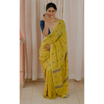 Handspun handwoven pure muslin cotton Jamdani motifs saree.