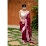 Handwoven Rupa Booti khaddi banarasi chiffon saree