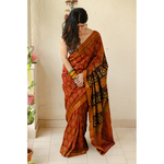 Handloom ,Handblock printed and handmade natural dyed mangalagiri cotton Ajrakh saree.