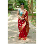Handloom organza kora banarasi silk saree with jari motifs
