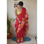Handwoven jamdani linen saree