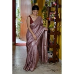 Handwoven jari blended tussar silk saree.