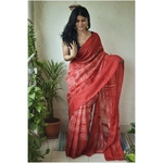 Handwoven and handmade Tussar silk shibori saree