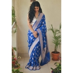 Handloom Kadhiyal jaal jari motifs katan silk banarasi saree.