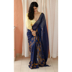 Handspun handwoven pure muslin cotton Jamdani motifs saree.