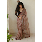 Hand block printed and natural dyed kota doria saree with natural dyed Ajrakh patch work border and tassel.