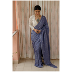 Handspun handwoven pure muslin cotton Jamdani motifs saree.
