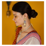 Handmade multicolour gold polish and silver earrings