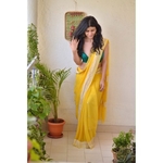 Handwoven kadiyal chiffon banarasi saree with silver jari.