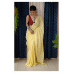 Handembroidered kota doria cotton jaal tippichi chikankari saree.