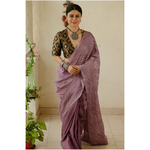 Handloom Metallic linen in natural dyed handmade arashi shibori saree