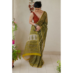 Hand block printed and natural dyed kota doria saree