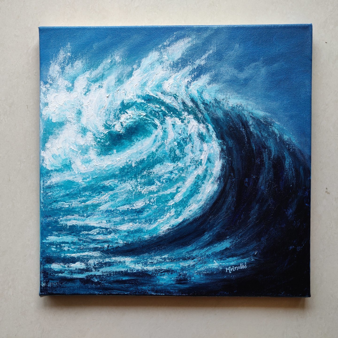 Abstract Crashing Ocean wave original acrylic painting on canvas