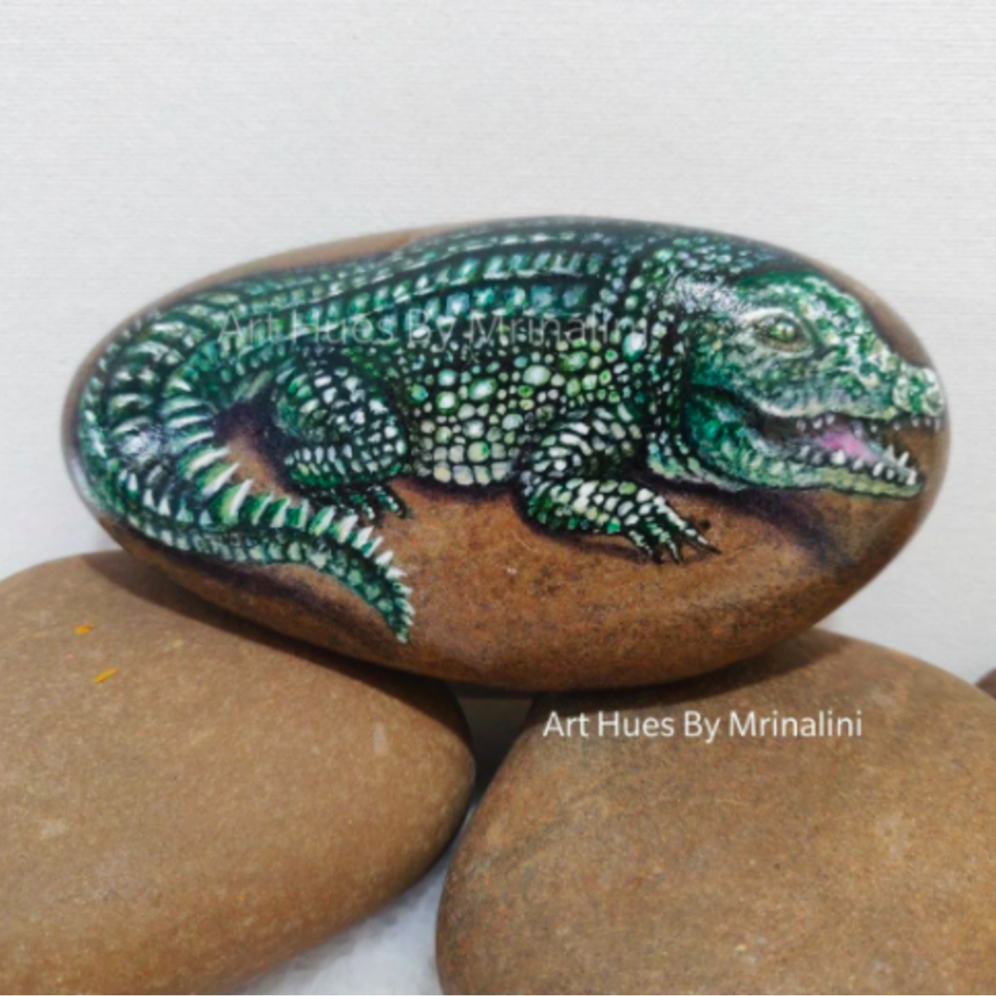 Crocodile Hand painted rock for wildlife and reptile lovers