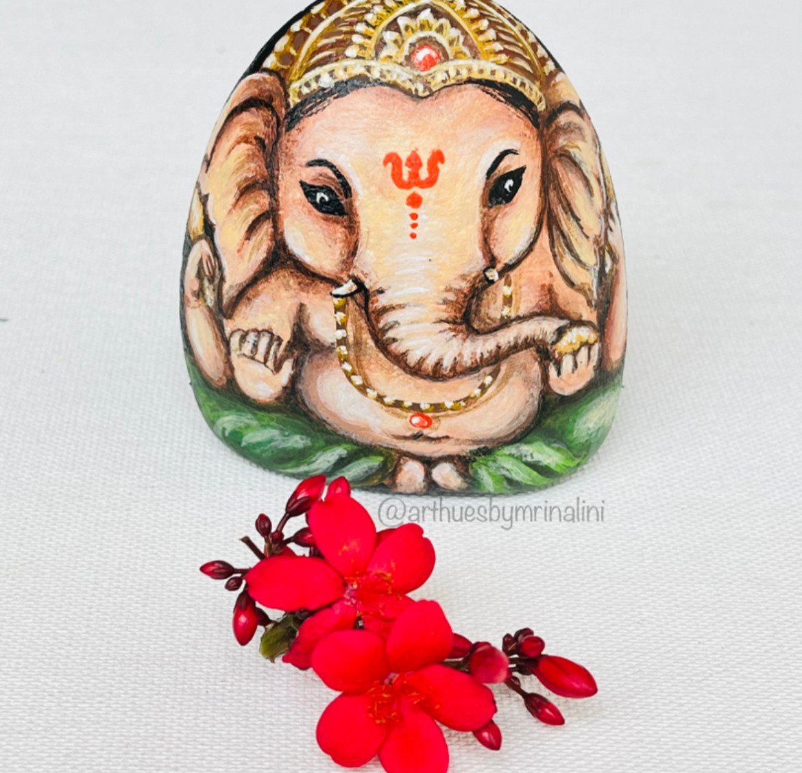 Ganesha hand painted original stone painting for gifting or desk paperweight