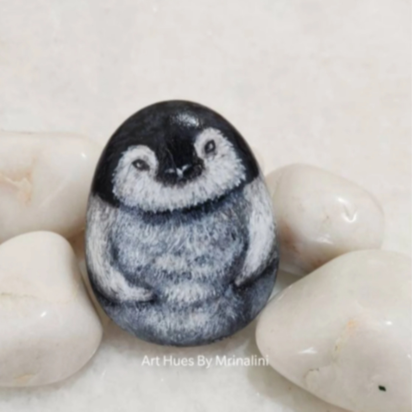 Cute Penguin baby hand painted rock