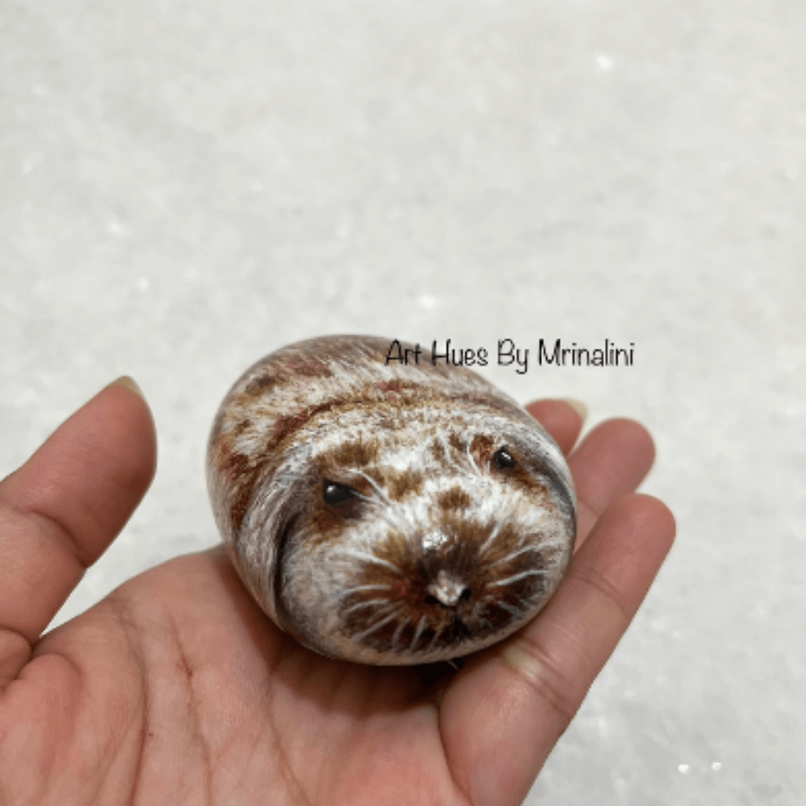 Cute Holland lop bunny painted stone