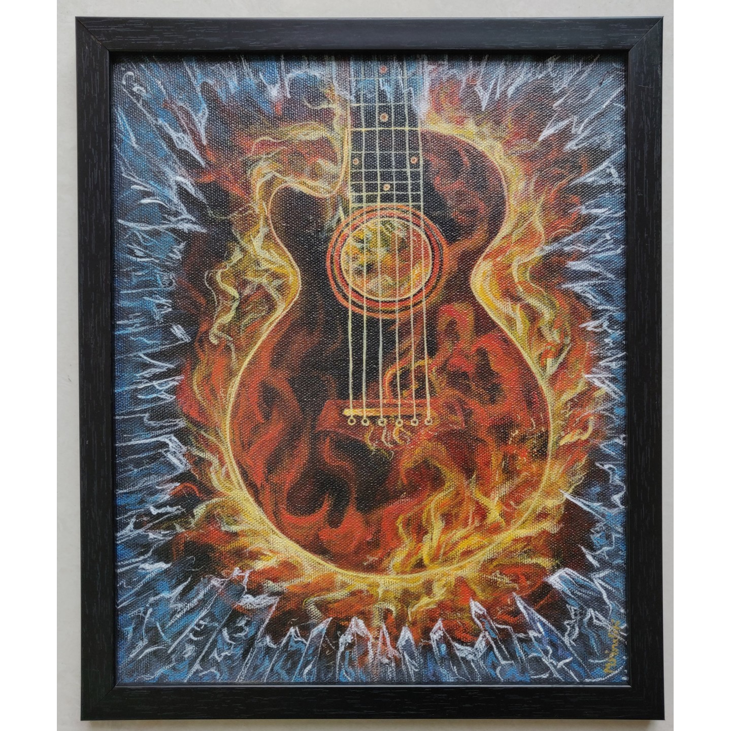 Guitar original acrylic painting on canvas for music lovers